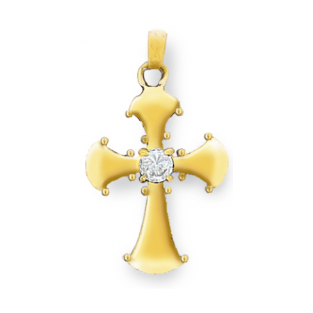 Pendentif croix en plaqué or avec oxyde de zyrconium