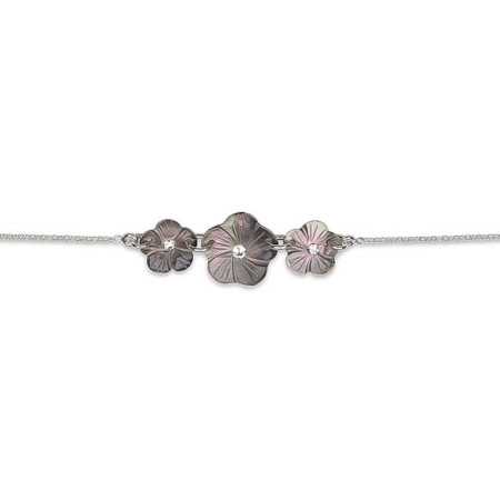 Bracelet argent trilogie de fleurs de nacre