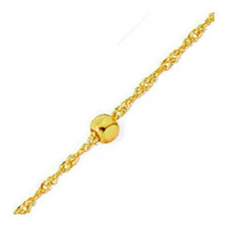 Chaine de cheville en or maille singapour et 4 boules