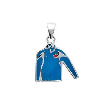 Pendentif argent maillot de sport émaillé