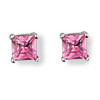 Clous d'oreilles en argent et oxydes carré rose