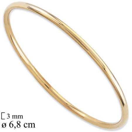 Bracelet jonc en or massif 3 mm - fil rond