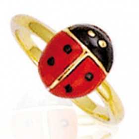 Bague réglable plaqué or coccinelle