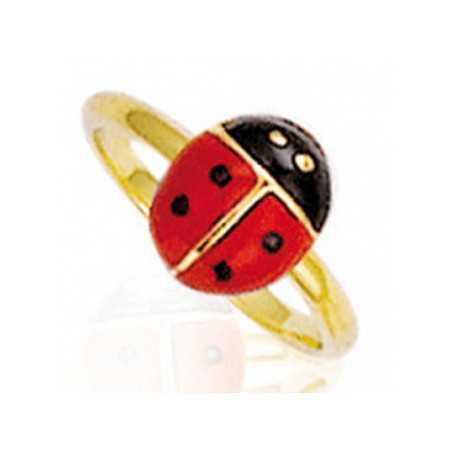 Bague réglable plaqué or coccinelle