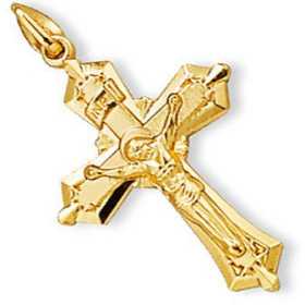 Pendentif croix avec christ crucifié plaqué or