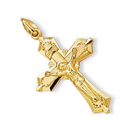 Pendentif croix avec christ crucifié plaqué or - Bijouterieonline.com