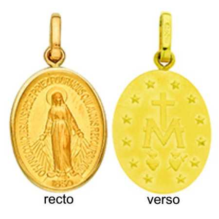 Médaille Vierge Miraculeuse en or 12 x 16 mm