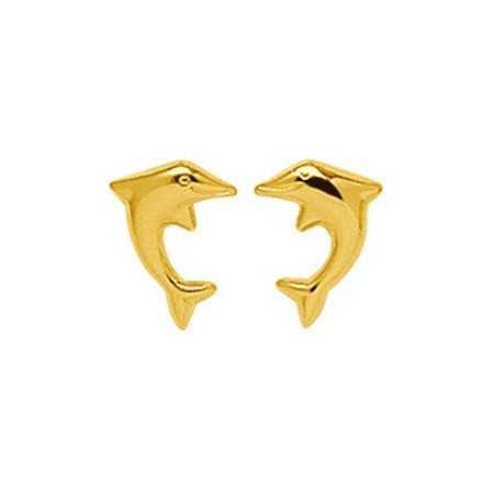 Clous d'oreilles dauphins en or jaune