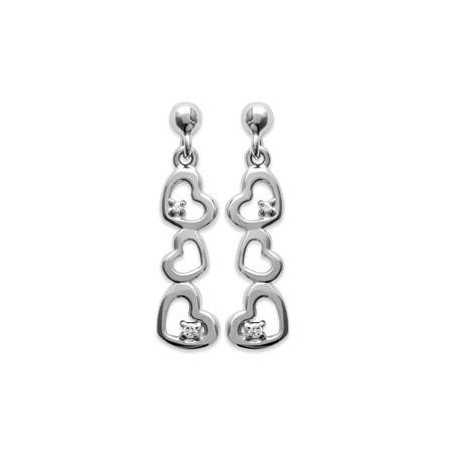 Boucles d'oreilles argent cascade de coeur