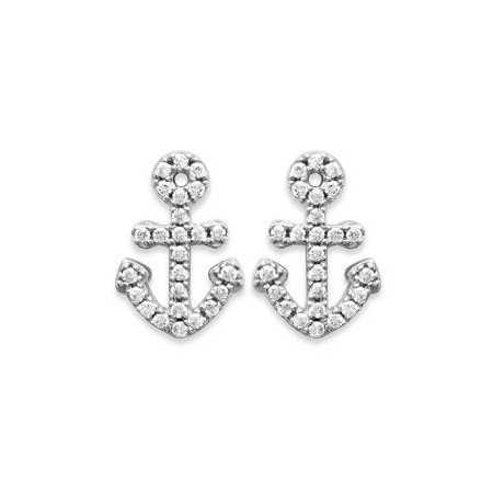 Clous d'oreilles argent ancre de marine avec zirconias 