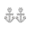 Clous d'oreilles argent ancre de marine avec zirconias