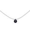 Collier argent pendentif perle noire
