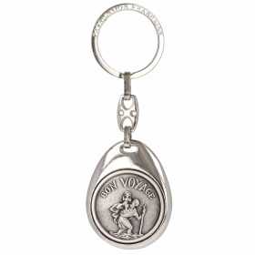 Porte-clés acier \"bon voyage\" avec gravure - Bijouterieonline.com