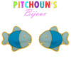Poissons bleu en clous d'oreilles or pour bébé