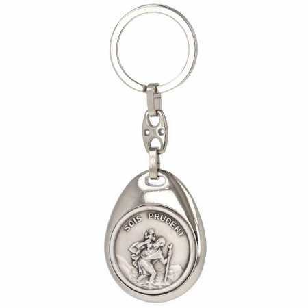 Porte Clef Acier Anneau Forme Sceau St Christophe Bijouterie