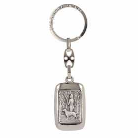 Porte-clés acier rectangulaire scène de chasse - Bijouterieonline.com