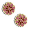 Clous d'oreilles or avec fleurs roses