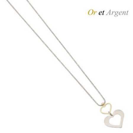 Collier coeur en or et argent