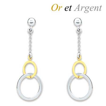 Boucles d'oreilles en or et argent