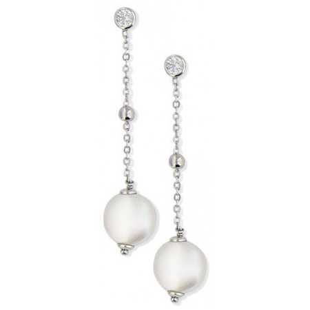 Boucles d'oreilles en argent et perles boutons suspendues