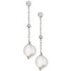 Boucles d'oreilles en argent et perles boutons suspendues