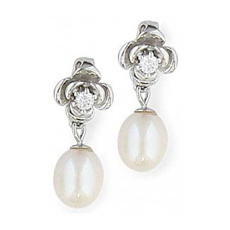 Boucles d'oreilles en argent et perles poire