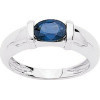 Bague or blanc avec saphir 7 X 5 mm