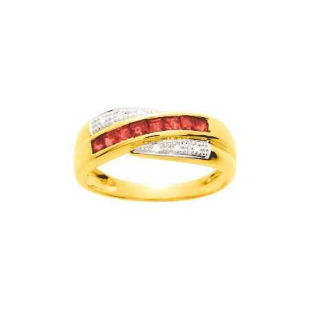 Bague or jaune avec rubis de 0,56 ct et diamants.