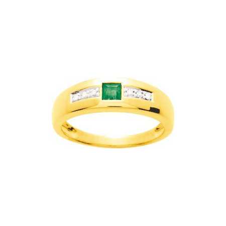 Bague or jaune avec saphir de 0,20ct et diamants.