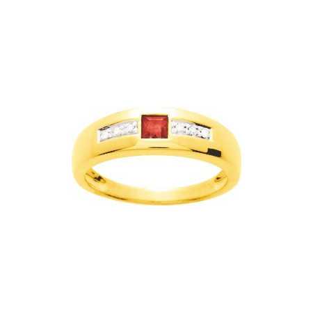 Bague or jaune avec rubis de 0,28ct et diamants.