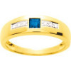 Bague or jaune avec saphir carré de 0,28ct et diamants.