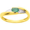 Bague or jaune avec émeraude de 0,22ct et diamants.