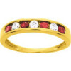 Demi-alliance en or jaune avec rubis et zirconium