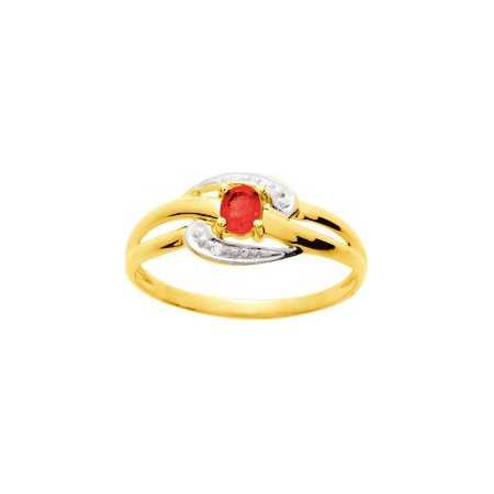 Bague or avec rubis de 0,21ct et diamants.