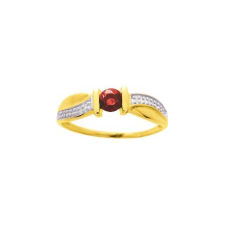 Bague or jaune avec rubis de 4 mm