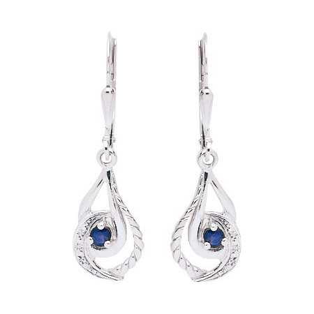 Boucles d\'oreilles or blanc et saphirs - Bijouterieonline.com