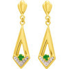Boucles d'oreilles or et émeraudes 2,5 x 0,7 cm