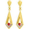 Boucles d'oreilles or et rubis 2,5 x 0,7 cm