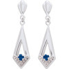 Boucles d'oreilles or blanc et saphirs 2,5 x 0,7 cm