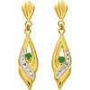 Boucles d'oreilles or et émeraudes 2,5 x 0,6 cm