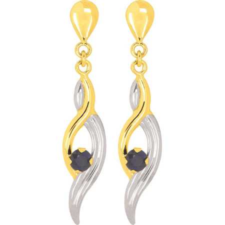 Boucles d'oreilles or et saphirs 2,5 x 0,5