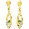 Boucles d'oreilles or et émeraudes 2,4 x 0,6 cm