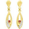 Boucles d'oreilles or et rubis 2,4 x 0,6 cm