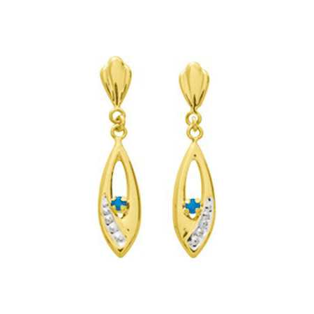 Boucles d'oreilles or et saphirs 2,4 x 0,6