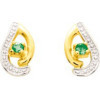 Boucles d'oreilles or et émeraudes 1 x 0,6 cm