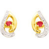 Boucles d'oreilles or et rubis 1 x 0,6 cm