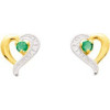 Boucles d'oreilles coeurs or et émeraudes 0,7 x 0,7 cm