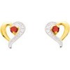 Boucles d'oreilles coeurs or et rubis 0,7 x 0,7 cm