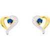 Boucles d'oreilles coeurs or et saphirs 0,7 x 0,7