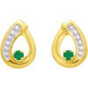 Boucles d'oreilles or et émeraudes 1 x 0,7 cm